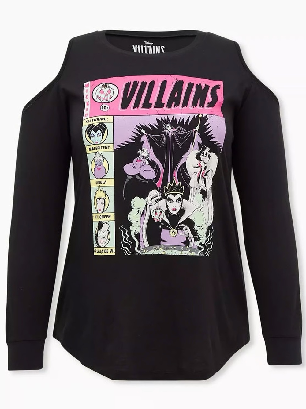DisneyXTorrid Villains Cold Shoulder Long-Sleeve Tee - Torrid Size 4 (26, 4X)
